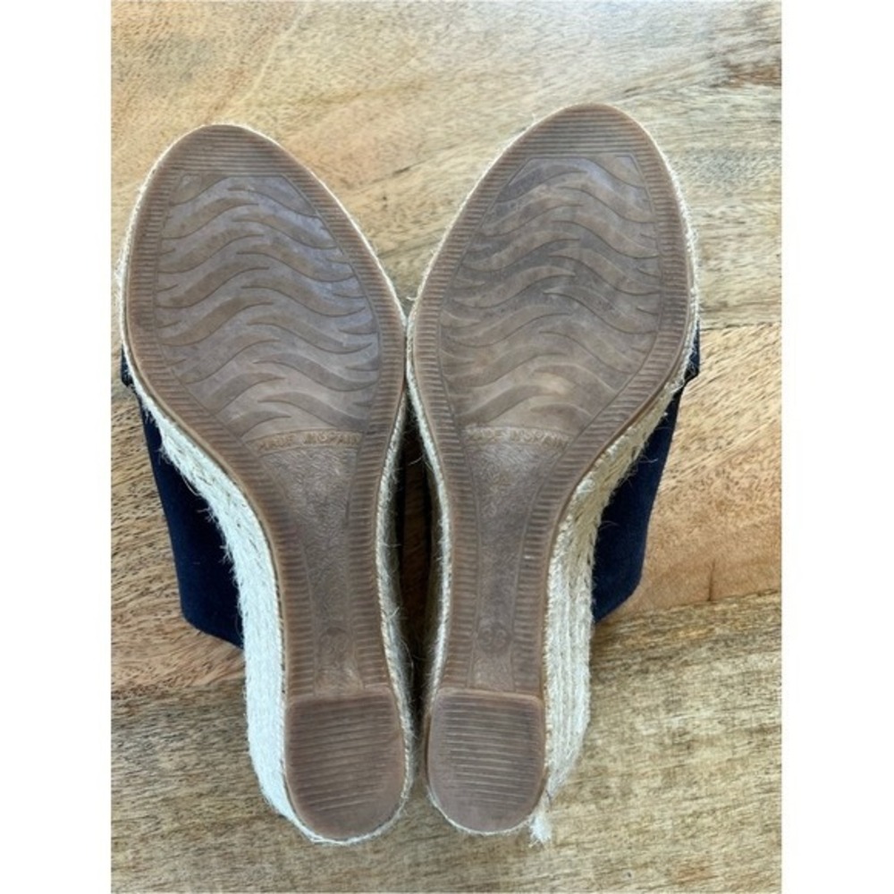 Paseart Navy Suede Crisscross Espadrille Wedge Sandals size 7.5 - Picture 7 of 9